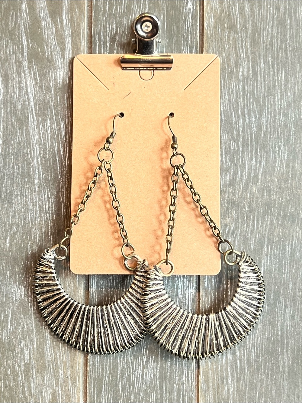Retro Silver Woven Crescent Drop Earrings - Women Jewelry